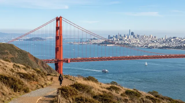 Golden Gate Bridge and San Francisco from a Marin Headlands viewpoint